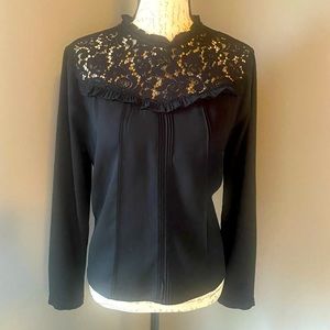Guest editor black lace detail blouse size medium